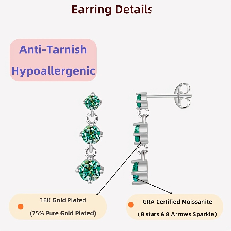 Women's 1.8 Carat GRA Moissanite Earrings, Elegant Design